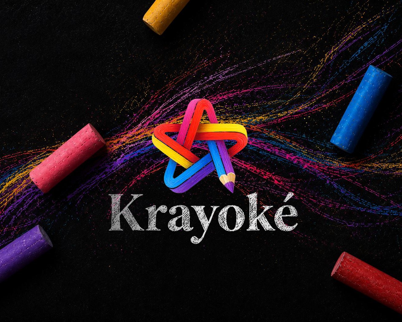 Logo KRAYOKÉ, étoile dessinée sur un fond de craies