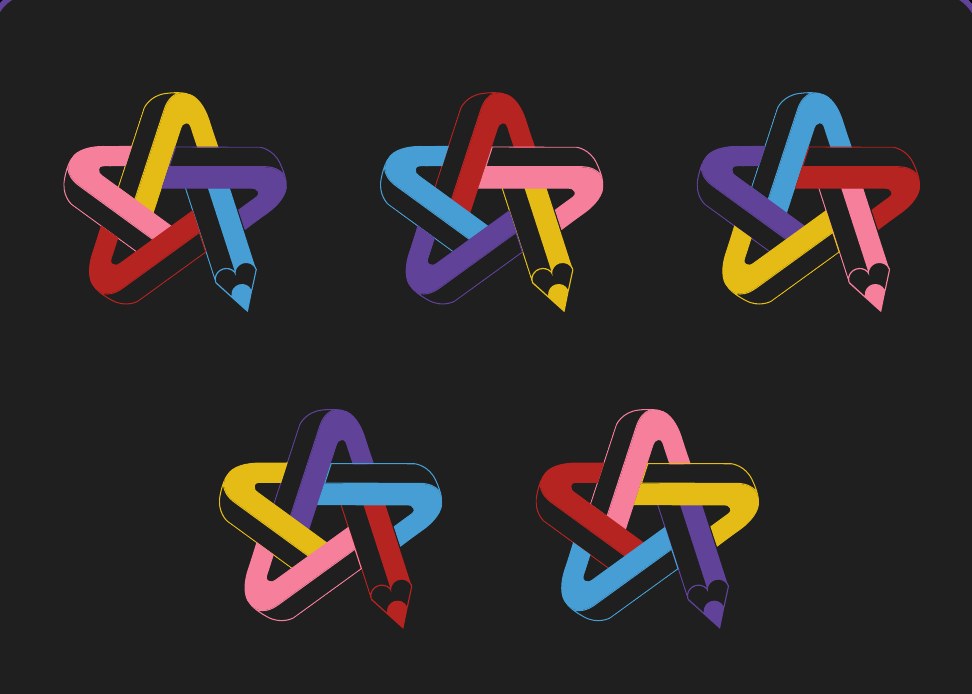 Variantes du logo étoile et palette du design system KRAYOKÉ